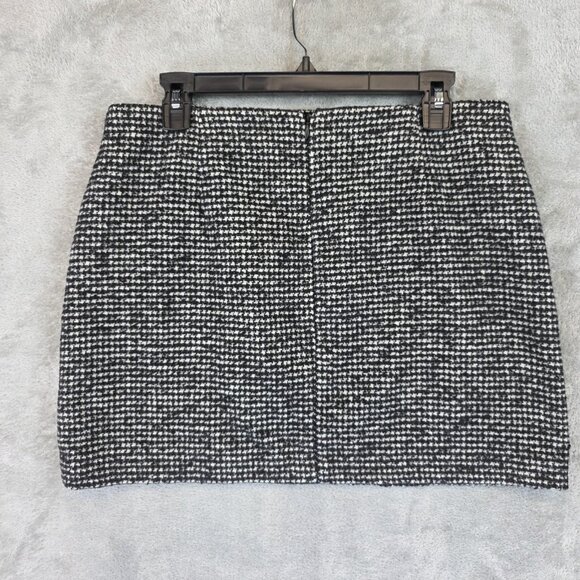 Uniqlo Skirt Womens 10 Black White Tweed Wool Blend Boucle Mini Lined Zip Back - Picture 5 of 8